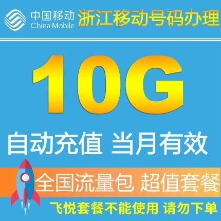浙江移动流量共享10G 全国流量包 手机套餐包充值包2G/3G/4G叠加包 