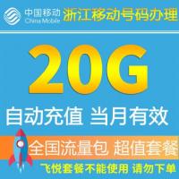 浙江移动流量共享20G 全国流量包 手机套餐包充值包2G/3G/4G叠加包 